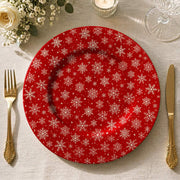 Christmas Red Snowflake Charger Plate - Scattered Snowfall - MintiHome