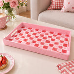 Valentine's Day Plastic Serving Tray – Red Gingham Check - MintiHome