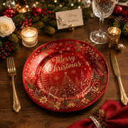 Merry Christmas Calligraphy and Bell Decorative Plate – Red Holiday - MintiHome
