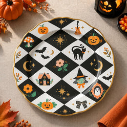 Halloween Decorative Charger Plate – Harlequin Checkerboard - MintiHome