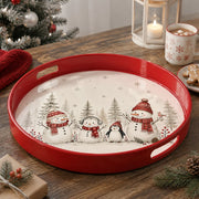 Christmas Snowman Family Serving Tray - Watercolor Pines - MintiHome