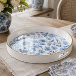 Blue Damask Peony Wedding Plastic Rectangular Serving Tray - MintiHome