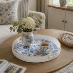 Blue Damask Peony Wedding Plastic Rectangular Serving Tray - MintiHome