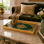 Ramadan & Eid al-Fitr Plastic Serving Tray – Emerald Ogee Medallion - MintiHome