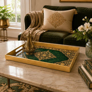 Ramadan & Eid al-Fitr Plastic Serving Tray – Emerald Ogee Medallion - MintiHome