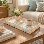Ocean Decorative Plastic Serving Tray – Pastel Sea Life full-print plastic serving tray shown in a styled room scene.