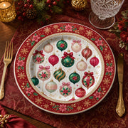 White Vintage Christmas Charger Plate – Pink Green Ornaments - MintiHome