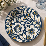 Daily Decorative Charger Plate – Navy Cream Blossom - MintiHome