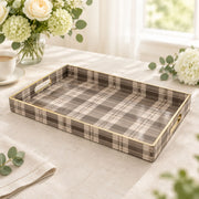 Daily Decorative Plastic Serving Tray – Mocha Tartan Plaid full-print plastic serving tray shown in a product view.