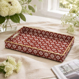 Red Snowflake Christmas Plastic Tray – Full Print Border - MintiHome
