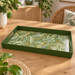 Ramadan & Eid al-Fitr Plastic Serving Tray – Speckled Fern Canopy plastic serving tray shown in a rectangular product view.
