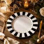 Black White Sunburst Gold Filigree Decorative Plastic Plate – Modern - MintiHome