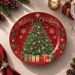 Christmas Decorative Charger Plate – Merry Christmas Script full-print plastic serving tray shown in a product view.