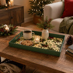 Christmas Holly Pinecone Serving Tray – Green Rim Holiday Platter - MintiHome