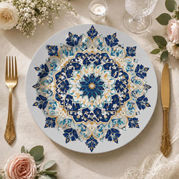 Blue and Gold Mandala Ramadan Decorative Charger Plate - MintiHome