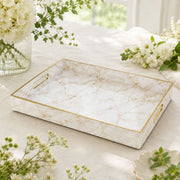 New Year Marble Plastic Tray – Cream Gold Filigree - MintiHome