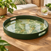 Ramadan & Eid al-Fitr Plastic Serving Tray – Speckled Fern Canopy plastic serving tray shown in a round product view.