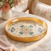 Pink Teal Mandala Scroll Plastic Serving Tray – Folk Bloom - MintiHome