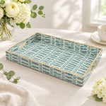 Daily Decorative Plastic Serving Tray – Watercolor Stripe Fern full-print plastic serving tray shown in a product view.