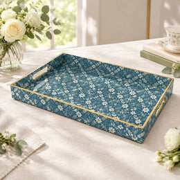 Daily Decorative Plastic Serving Tray – Blue Daisy Meadow full-print plastic serving tray shown in a product view.