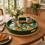 Ramadan & Eid al-Fitr Plastic Serving Tray – Tiger Peony Grove plastic serving tray shown in a round styled scene.