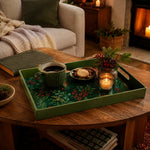 Christmas Gingerbread Green Plastic Serving Tray - Cozy Holiday - MintiHome