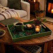Christmas Gingerbread Green Plastic Serving Tray - Cozy Holiday - MintiHome