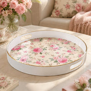 Cream Pink French Rose Wedding Plastic Serving Tray Rectangular - MintiHome