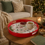 White Red Christmas Serving Tray – Snowflake Holly Berries - MintiHome