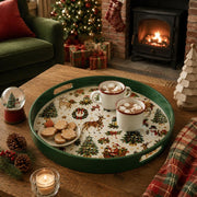 Christmas Snowman Wreath Serving Tray – Green Rim Holiday Platter - MintiHome