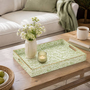 Sage Green Floral Plastic Serving Tray – Full Print Border - MintiHome