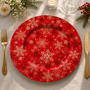 Christmas Vintage Charger Plate - Red Gold Snowflakes - MintiHome