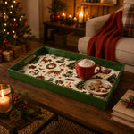 Christmas Snowman Wreath Serving Tray – Green Rim Holiday Platter - MintiHome