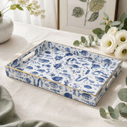 Ocean Crab Deep Blue Plastic Serving Tray - Fish Scene - MintiHome