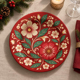 Daily Decorative Charger Plate – Red Jacobean Floral - MintiHome