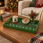 Christmas Decorative Serving Tray – Fair Isle Snowflake plastic serving tray shown in a rectangular styled scene.