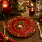 Red Christmas Charger Plate – Ornaments & Poinsettia - MintiHome