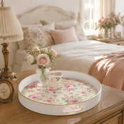 Cream Pink French Rose Wedding Plastic Serving Tray Rectangular - MintiHome