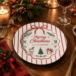 Christmas Decorative Charger Plate – Striped Ribbon Celebration - MintiHome