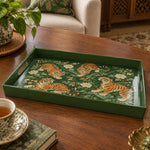 Ramadan & Eid al-Fitr Plastic Serving Tray – Tiger Peony Grove plastic serving tray shown in a rectangular product view.