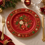 Red Christmas Charger Plate – Ornaments & Poinsettia - MintiHome