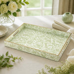 Sage Green Floral Plastic Serving Tray – Full Print Border - MintiHome