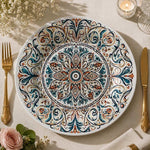 Teal Terracotta Ornamental Damask Ramadan Decorative Charger Plate - MintiHome