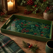 Christmas Gingerbread Green Plastic Serving Tray - Cozy Holiday - MintiHome
