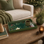 Christmas Poinsettia Green Plastic Serving Tray - Festive Accent - MintiHome