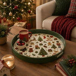 Green Christmas Tray with Reindeer, Gingerbread and Tree Icons - MintiHome