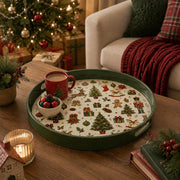 Green Christmas Tray with Reindeer, Gingerbread and Tree Icons - MintiHome