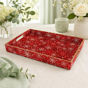Red Pink Snowflake Christmas Plastic Tray – Full Print - MintiHome