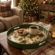 Christmas Pine Branch Berry Serving Tray – Green Rim Holiday Platter - MintiHome