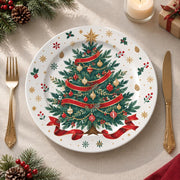 Christmas Decorative Charger Plate – Gold Snowflake Tree full-print plastic serving tray shown in a product view.